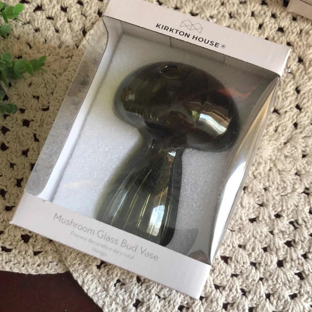 Green MUSHROOM Glass Bud Vase